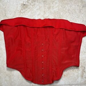 White Fox Boutique Red Mesh Strapless Corset Bustier Top